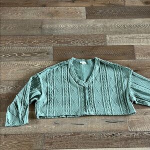 Light Green cropped V-Neck Sweater